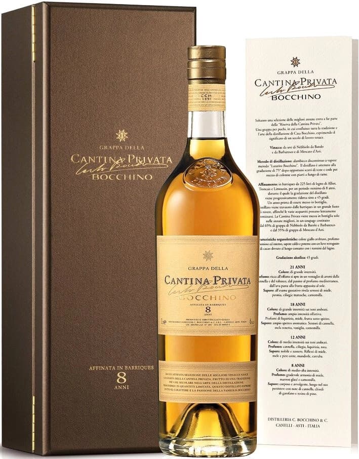 Граппа Bocchino, "Cantina Privata" 8 anni, wooden box