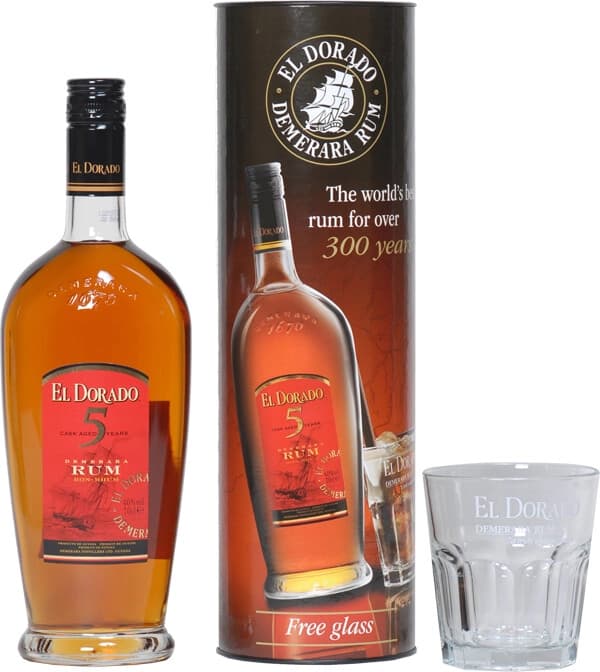 Ром "El Dorado" 5 Years Old Cask Aged, gift tube with glass