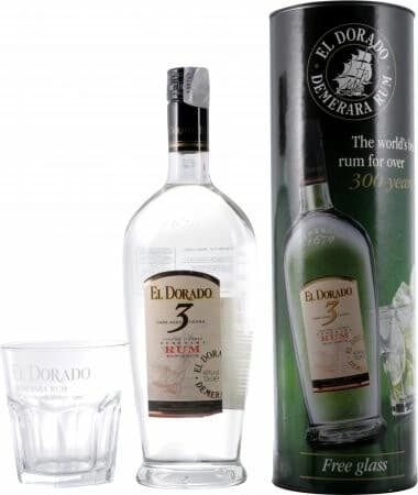 Ром "El Dorado" 3 Years Old Cask Aged, gift tube with glass